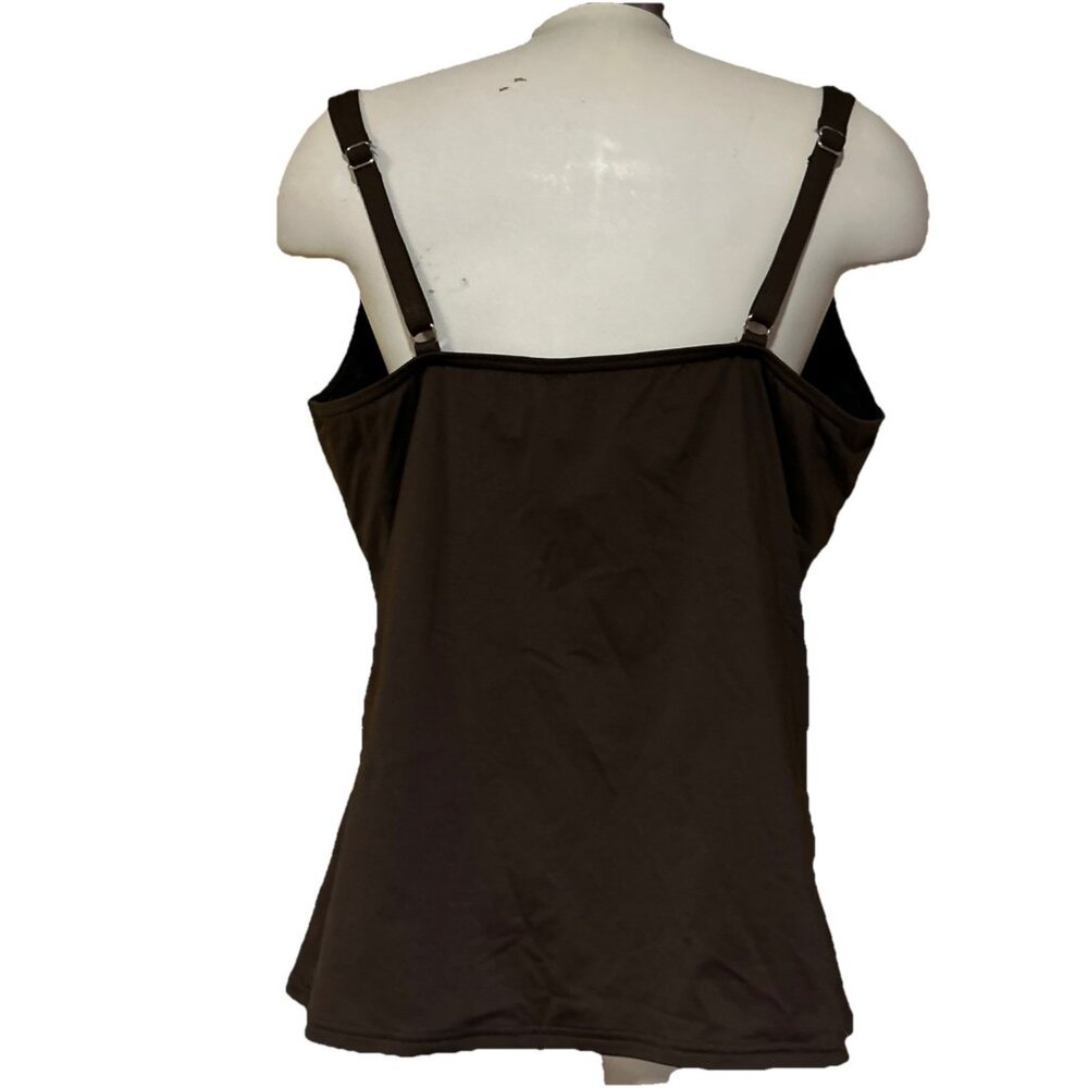 Land's End Womens Crossover VNeck Modest Tankini Top 18W Brown Plus Size - Picture 5 of 8